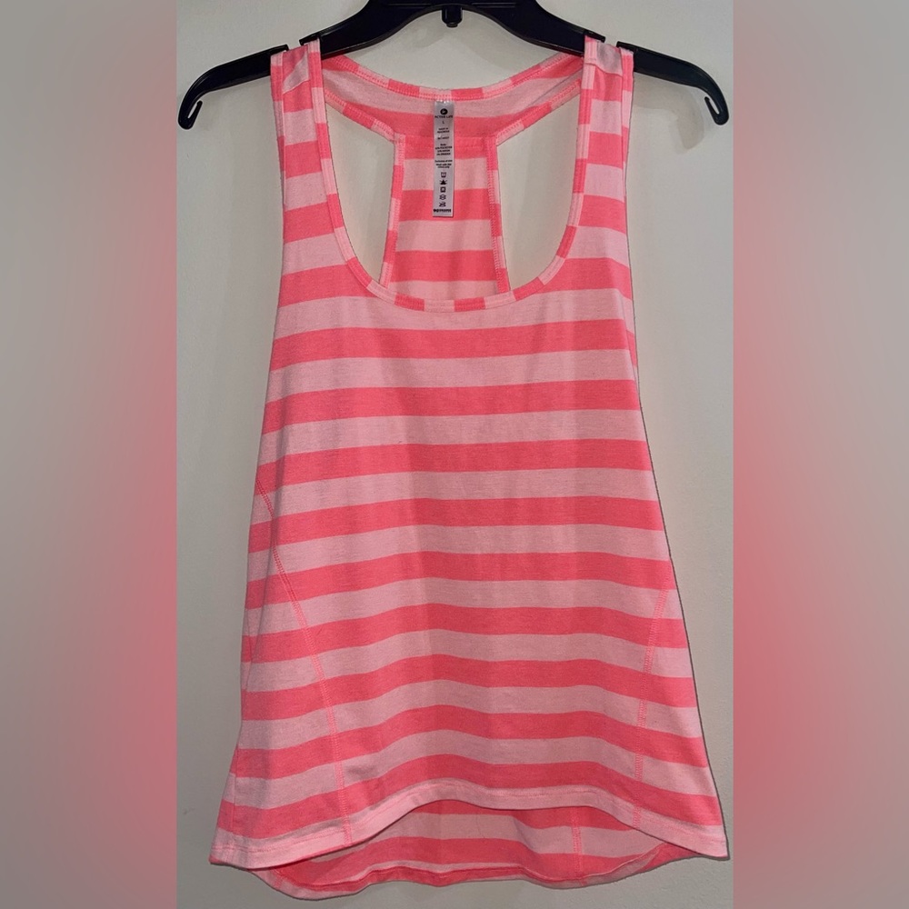 Active Life Tank. Size L.  Peach and Pink stripes.  Good used condition.